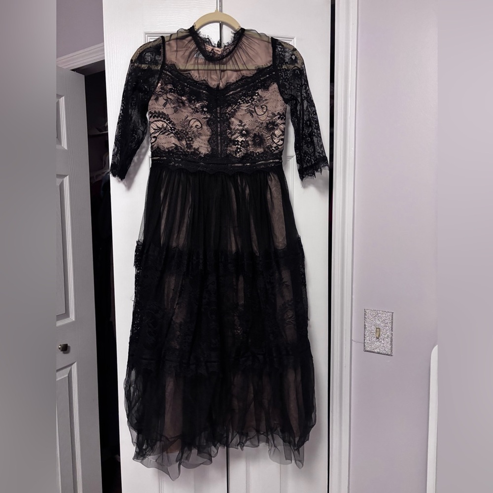 GIRLS Trish Scully Child Elegant Black Lace Dress | Size 14 girls
